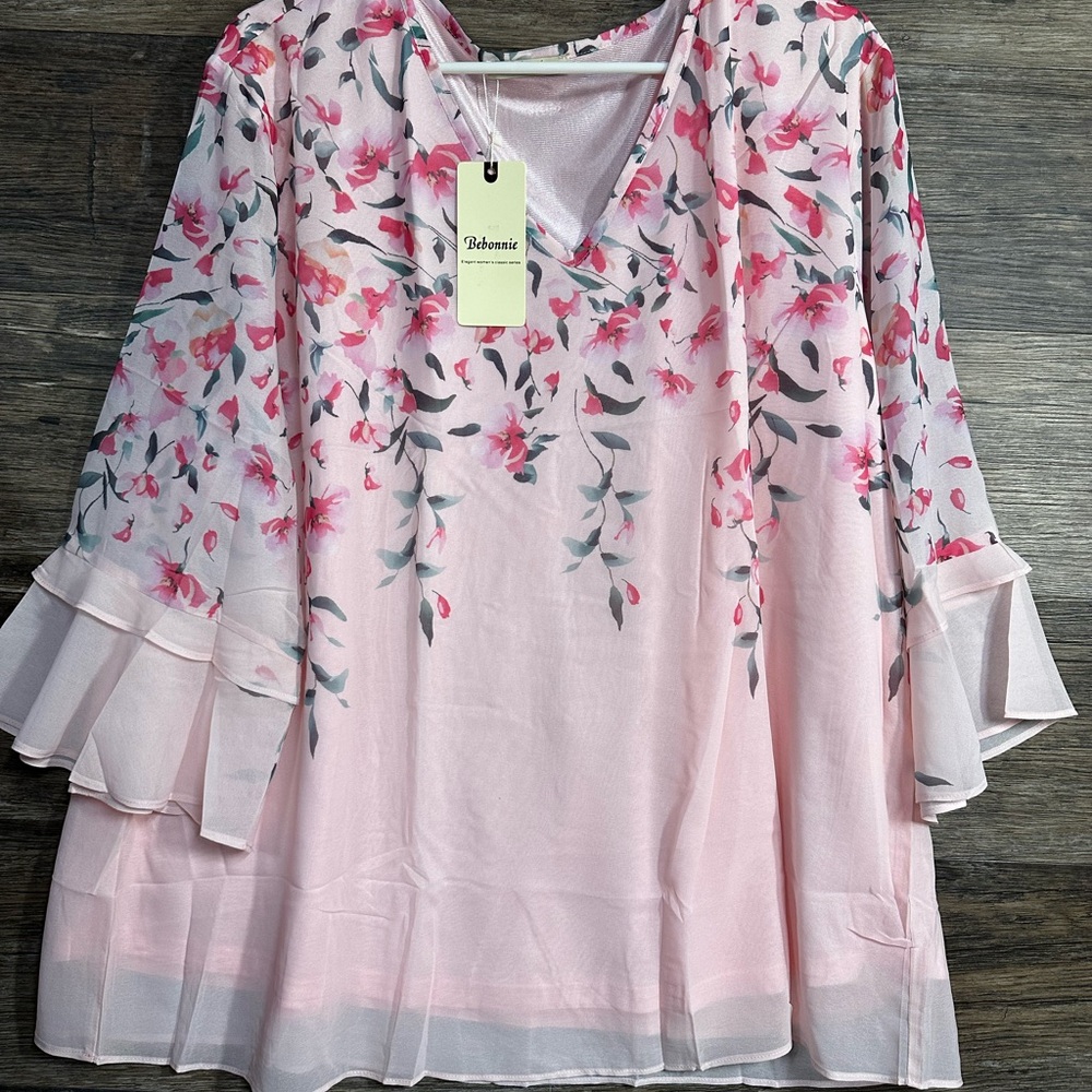 Bebonnie Pink Floral Women's Blouse